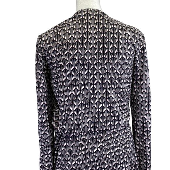 Diane Von Furstenberg Karis Geometric Silk Faux Wrap Dress Size 6 Black Pink DVF - Picture 7 of 11